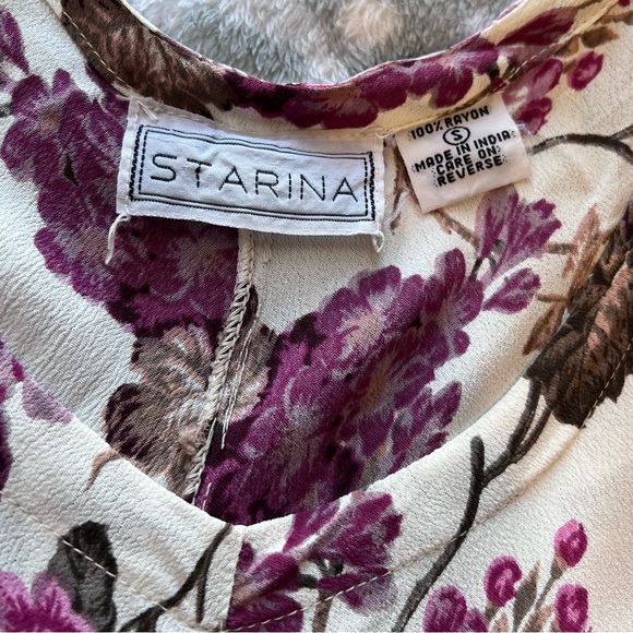 Vintage 90s Starina Dloral Midi Dress/Cottagecore/Rayon/Small - Picture 10 of 16